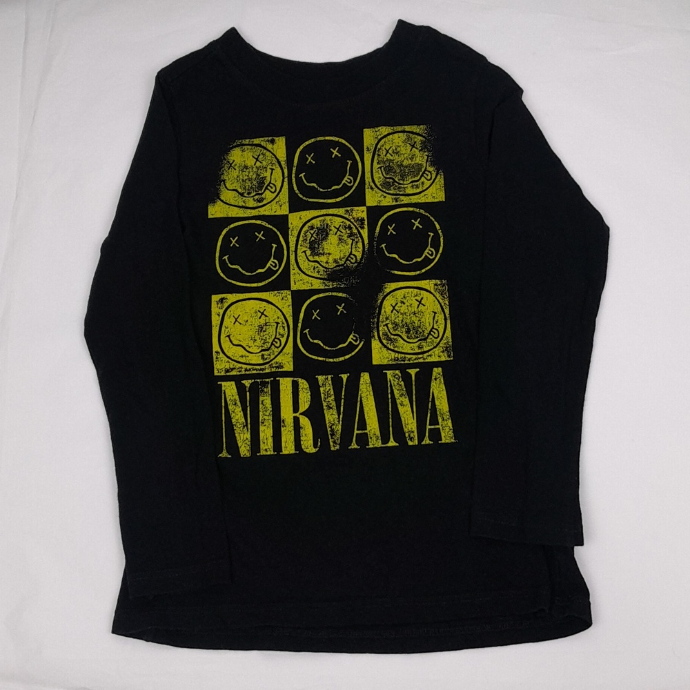 Nirvana Girls 4T Black Long Sleeve Band Tee Graphic Shirt